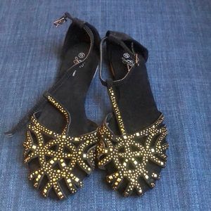 Glamorous flats Gold and Black